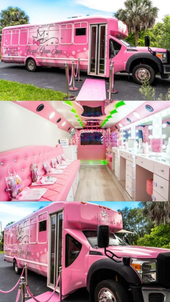 spa party bus, mobile spa party, girl-spa birthday party bus, spa for girls